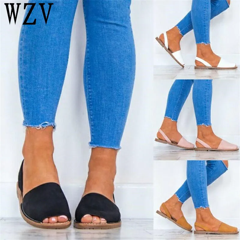 

Size 34-44 Women Sandals Fashion Peep Toe Summer Shoes Woman Faux Suede Flat Sandals Casual Shoes Woman Sandals Zapatos Mujer