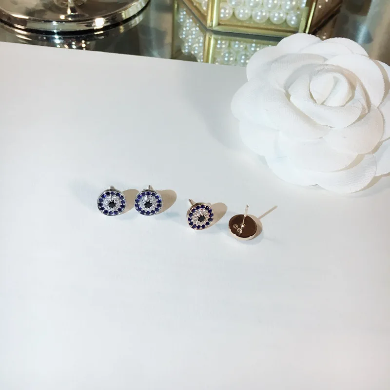 

Two Colors All Matching Hot Designer Pure 925 Sterling Silver Stud Earrings Quality Shiny Zircon Earrings For Women