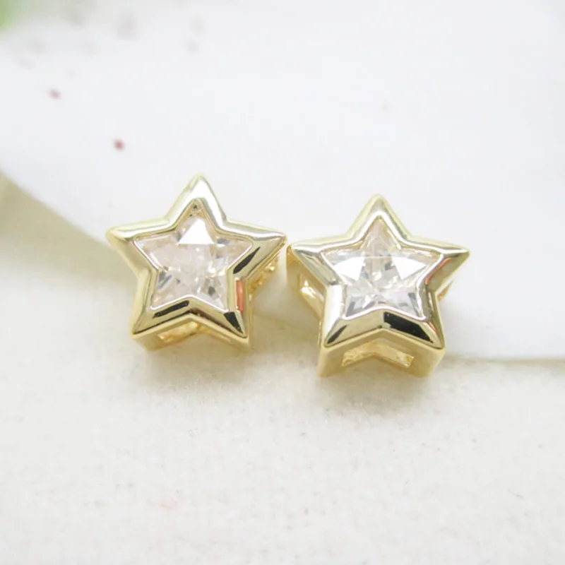 

Gold filled zircon star Beads CZ Zircon Mini five-pointed star spacer beads for DIY Jewelry accessories 9mm 5pcs