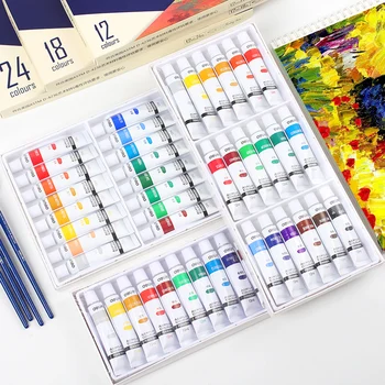 

Deli Acrylic Paint Set 12/18/24 Colors Acrylic Paint 12ml Pigment Pinturas Acrilicas Para Pintar Manualidades Waterproof Paint