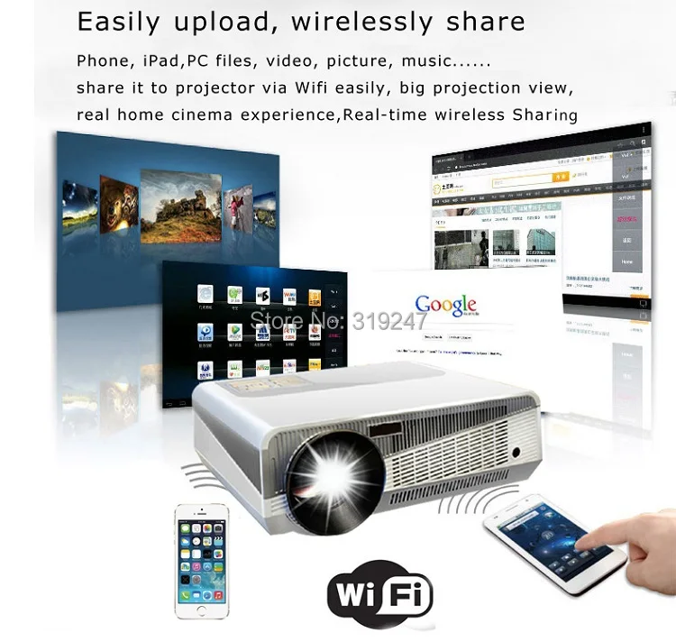 Идеальный светодиодный проектор встроенный в andorid 4 42 Full HD 5500 люмен с HMDI USB TV для