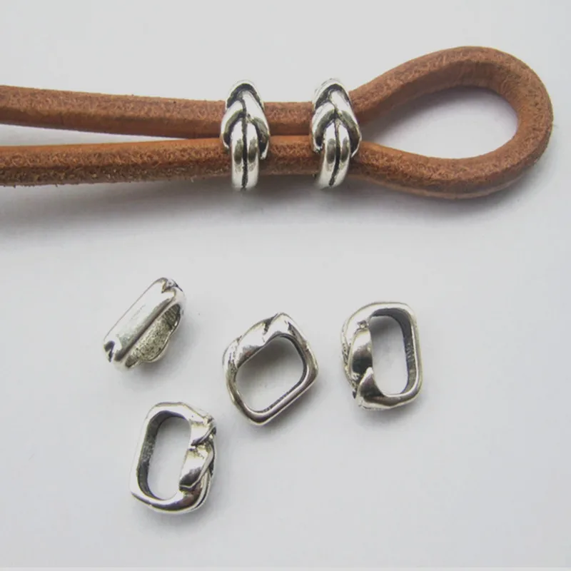 20pcs Antique Silver Slider Beads Hole For 10x6mm Licorice Leather Cord
