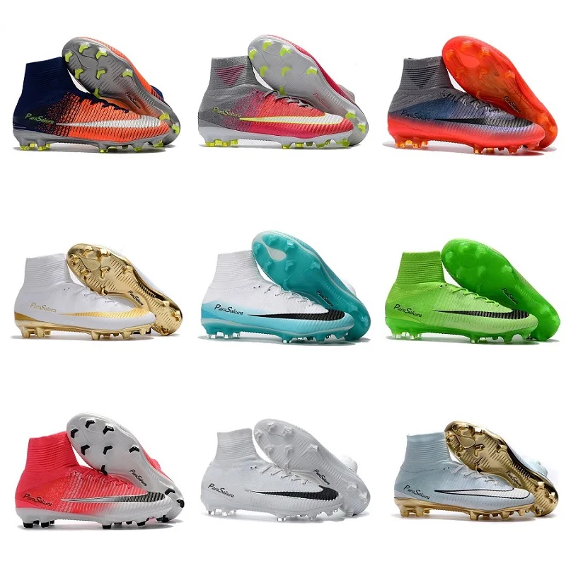 

New Arrival Soccer Shoes Men Kids High Ankle Football Boots Original FG SG Superfly VI Outdoor Cheap Cleats Crampon Wholesale