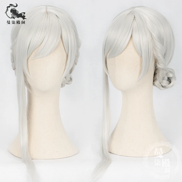 SINoALICE косплей парик Алиса Белоснежка серебряные косы волосы булочки