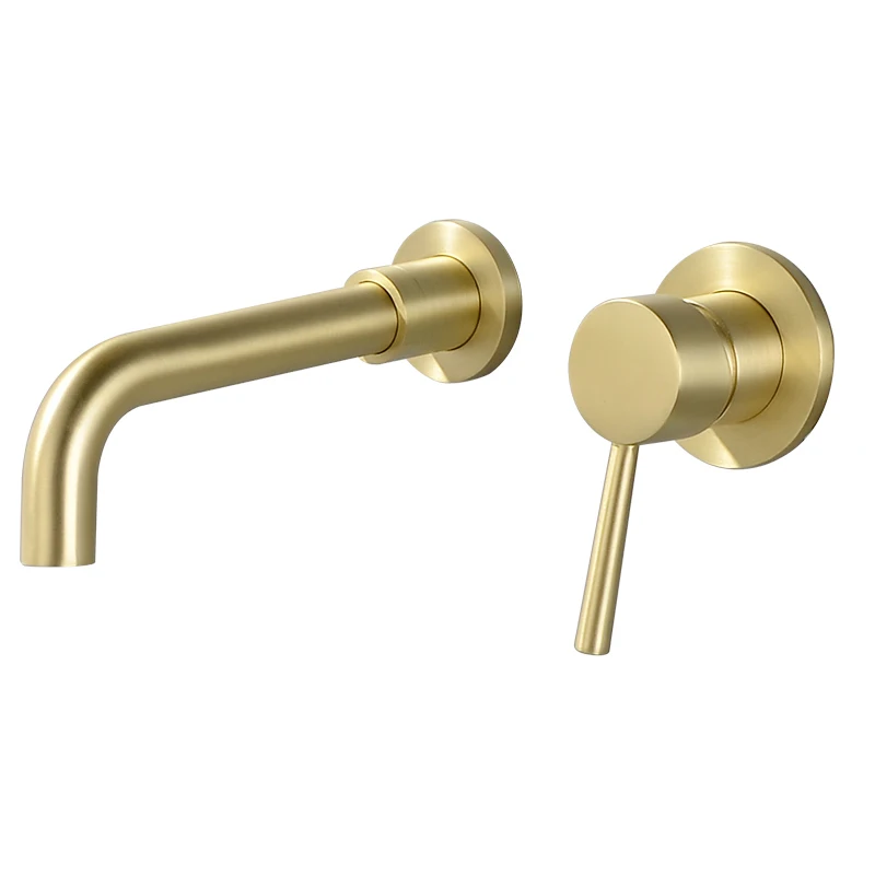 Solid Brass Bathroom Split type Basin Faucet Hot and Cold Mixer Wall
