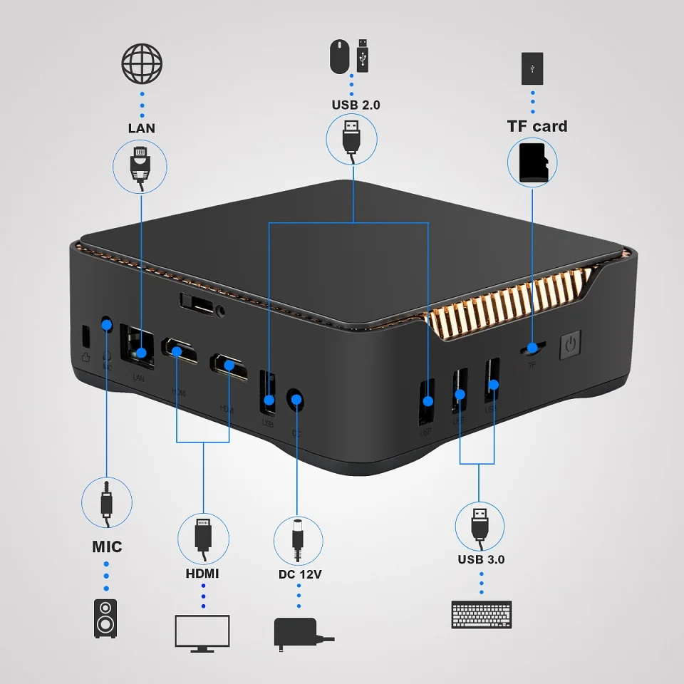 AK3V Mini PC Win10 Intel Apollo Lake Celeron J3455 4 GB 32 GB 6 ГБ, 64 ГБ и 2,4 ГБ/5 Гб двойной WI-FI 1000 M LAN BT HDMI VGA HD WIN 10 LINUX