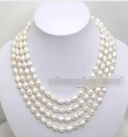 

SALE Long 80" Big 7-8mm White Baroque natural Freshwater Pearl Necklace-nec1641