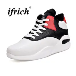 Баскетбольные кроссовки Черные, белые, красные баскетбольные кроссовки носимых обувь Для мужчин баскетбол спорт с мехом мужские кроссовки