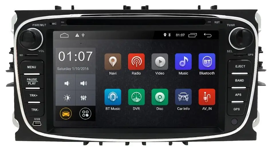 Ossuret 2Din автомобильный радиоприемник Android 9 для FORD/Focus/S-MAX/Mondeo/C-MAX/Galaxy Автомобильный мультимедийный видео dvd-плеер gps USB DVR wifi FM/AM - Цвет: black