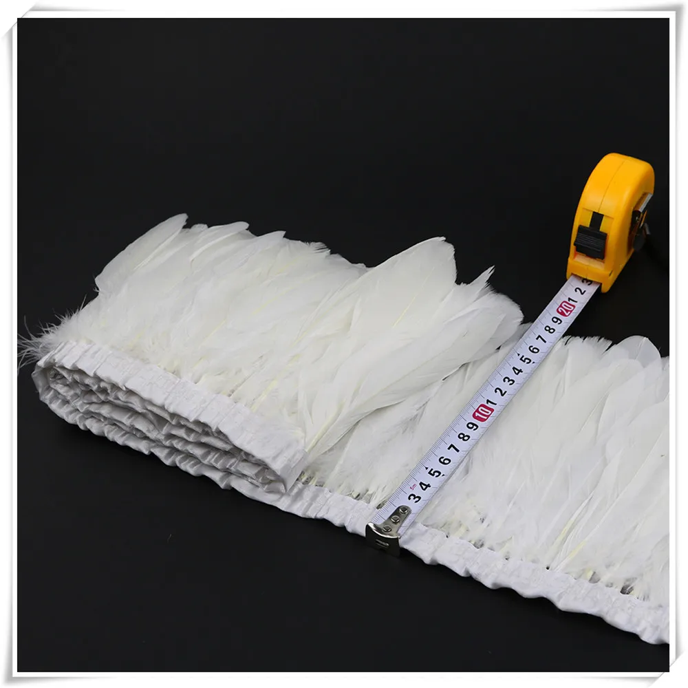1 white goose feather fringe 6