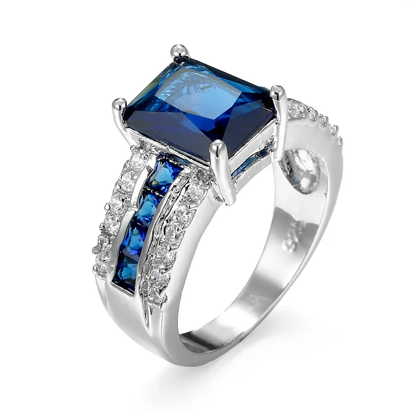 Женское кольцо из серебра 925 пробы с голубым драгоценным камнем|crystal ring|blue gemring