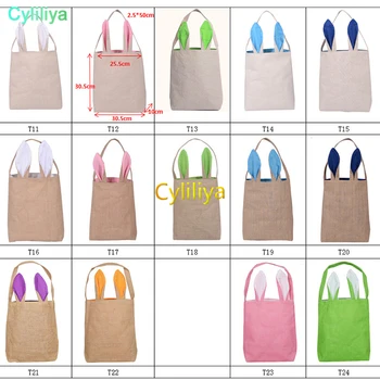 

120pcs Burlap Easter Basket with Bunny Ears Rabbit Basket Cute Easter Gift Bag Rabbit Ears Put Easter Eggs