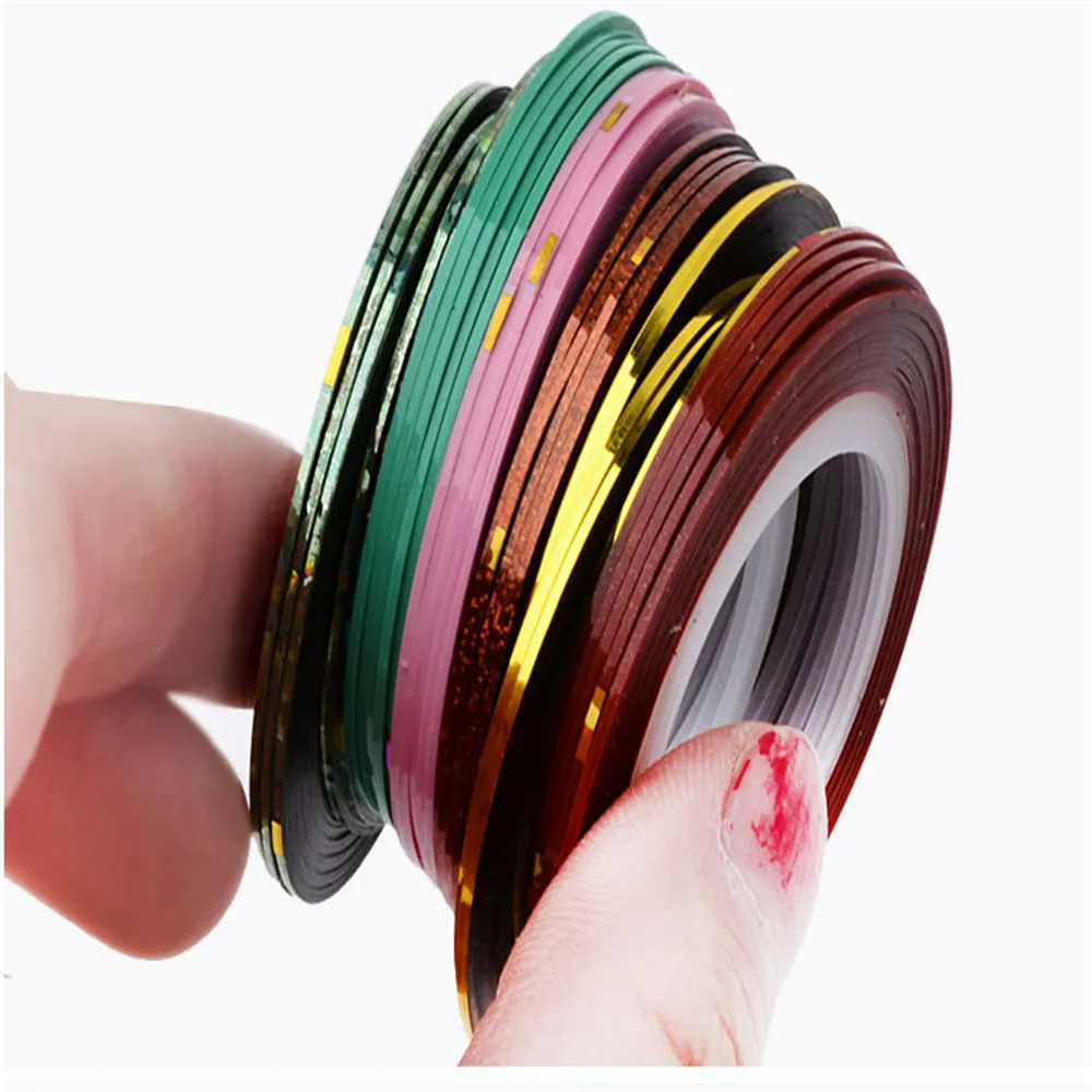 

10 Rolls Mixed Color Nail Striping Tape Decal For DIY 3D Variety Nail Art Tips Decorations Nail Line Foil nail Sticker