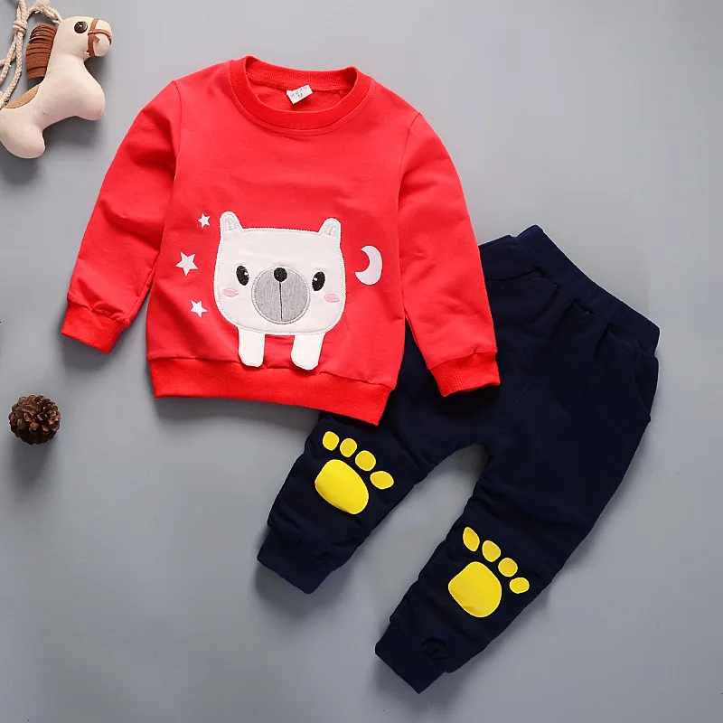 1 2 3 4 Year Boys Clothes Girls Clothing Set Long Sleeve Cartoon Shirt Pants Kids Spring Autumn Suits Casual Children Costume