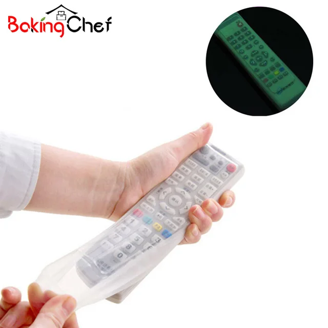 BAKINGCHEF Waterproof TV Remote Control Fluorescent Dust Cover Silicone Air Conditioning Protective Storage Bag Organizer Items