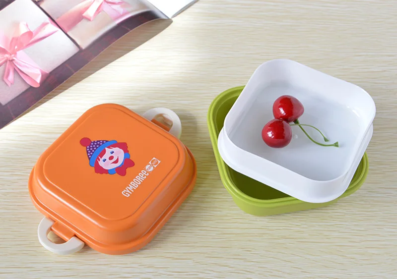 MIni 540ml Bento Box For Kids School  Fruit Food Container Storage Boxs Plastic  Double Layer Lunch Box Dinnerware Accessories 18