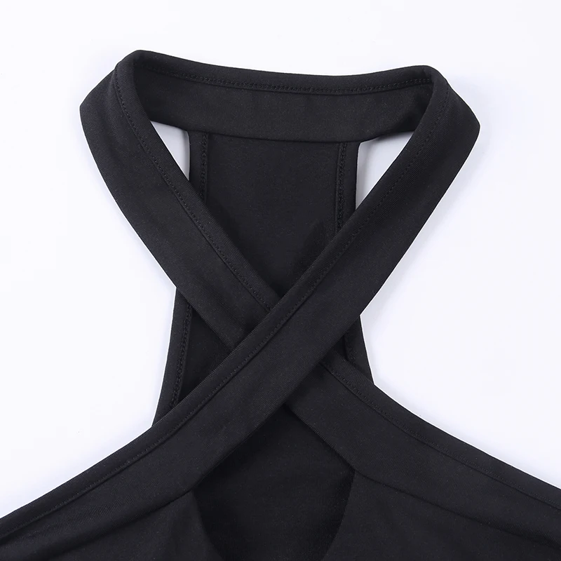 WannaThis Criss-Cross сексуальные женские хлопковые майки выдалбливают Топы Холтер Твердые Тонкие Лето вечерние Вечеринка клуб Bodycon