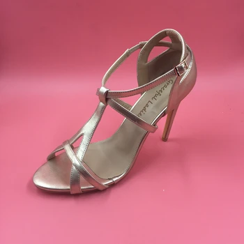 

Custom Made Sandals Open Toe Sandalias Women Shoes Wedding Party Pumps Thin High Stilettos PU Cover Heel T Straps Shoes