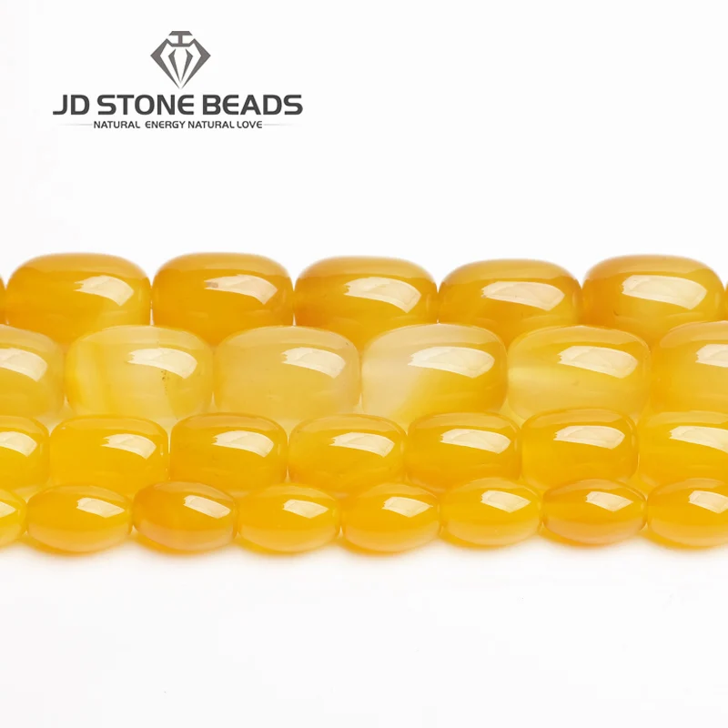 

JD Stone Beads Free Shipping Yellow Agate Drum Barrel Shape Beads Semi-Finished Handmade Bracelet Beads Accessory