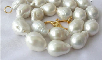 

AA 001517 stunning big baroque white reborn keshi freshwater pearl necklace