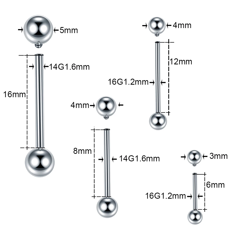 G23 Titanium Internally Threaded Industrial Barbell Lip Piercing Barbell Ear Cartilage Helix Nipple Piercing Body Jewelry 1Pc piercing jewelry body piercing earrings ear piercing jewelry body piercing jewelry body jewelry