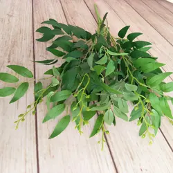 Elegant Artificial White Silk Flower Arrangement with Willow Leaves and Greenery for Wedding Decor or Home Vase Display (Green)