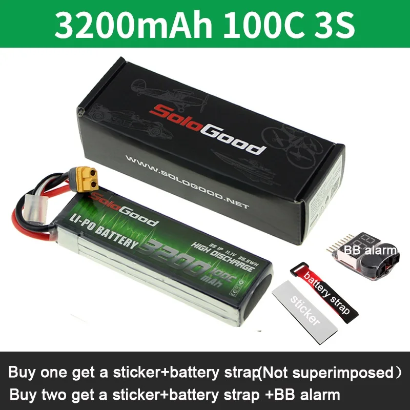 SoloGood Lipo батареи Li-Po батарея 2S 3S 4S 6S 550mAh 1150mAh 1500mAh 3200mAh 75C 100C RC с неподвижным крылом вертолет гоночный Дрон - Цвет: 3200mah 100C 3S