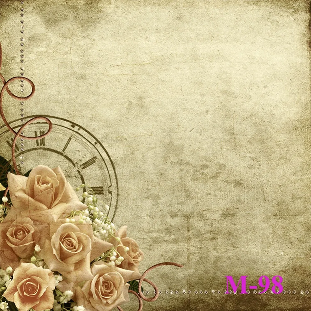 

Polyester Seamless Dial Plate Flowers On Vintage Backdrop Background Photography Studio Props Photographic Washable No Crease