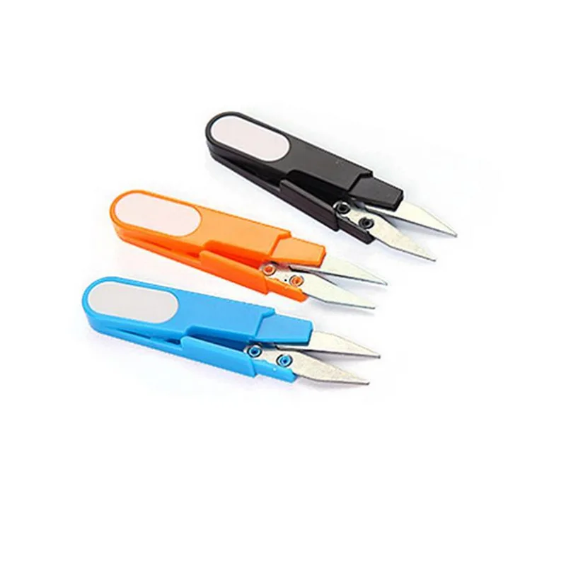 U-shaped Scissors Cross-stitch Embroidery Scissors Safety Small Yarn Cut Color Transparent Cover Scissors Spring Yarn Scissors