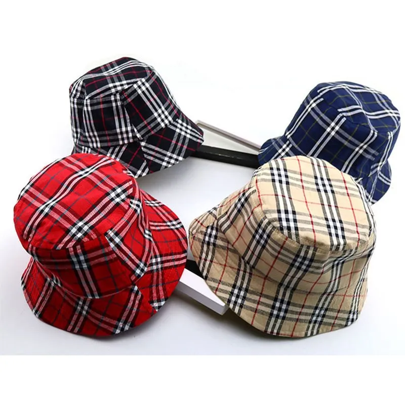 

LDSLYJR 2019 plaid Smile Double sides Bucket Hat Fisherman Hat outdoor travel hat Sun Cap Hats for Children boy and girl 59
