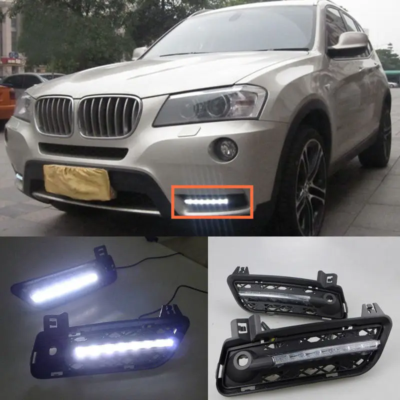 Дхо бмв. Габаритные огни BMW x3. BMW f25 ПТФ led. Ходовые огни БМВ ф25 х3. Диодные лампы в ПТФ x3 f25.