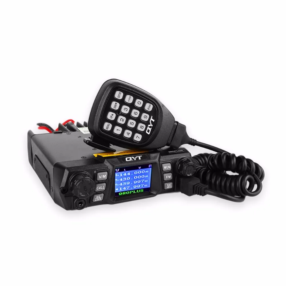 

QYT KT-980 Plus VHF 136-174mhz UHF 400-480mhz 75W Dual Band Base Car Truck Mobile Radio Amateur with Programming Cable