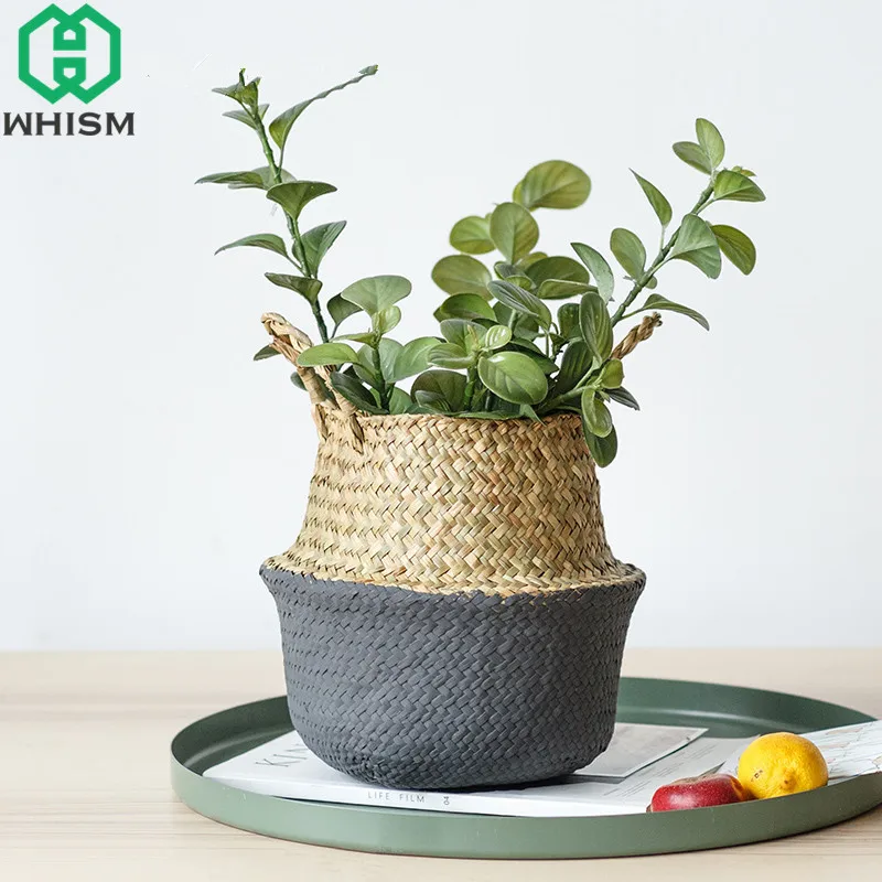 Handmade Flower Pots Planters Decorative Seagrass Rattan Storage Basket Toys Laundry Hamper Home Organizer 5 Sizes Flower Basket