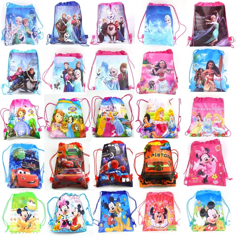 1 шт. disney Cars Six Princess Sofia Frozen Moana T Winnie Mickey mouse сумка для покупок из нетканого материала рюкзак на шнурке