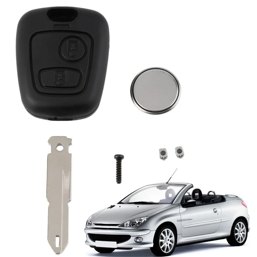 

Hot Selling 2 Buttons Remote Key Fob Case Shell Blade Cell Battery For Peugeot 206 Key