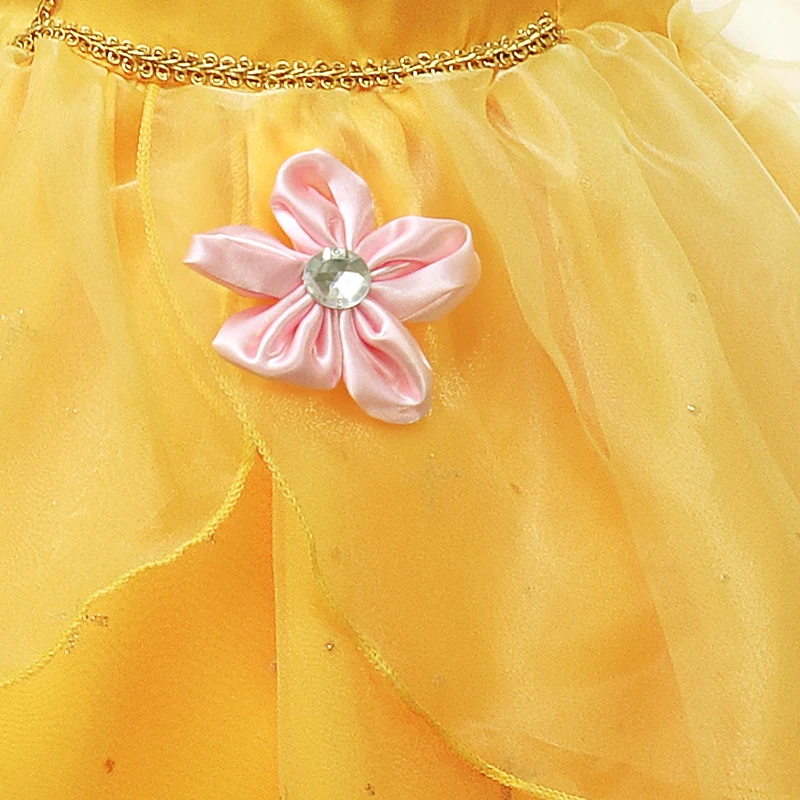 Girls Belle Princess Dress up Cosplay Costume Kids Sequined Sleeveless Gown Child Party Prom Beauty and the beast Costumes Fancy