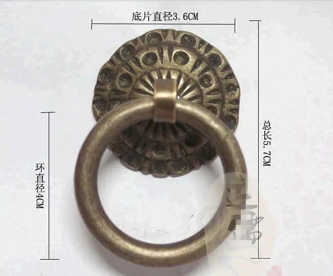 

57*36mm Bronze Chinese antique handle Ming door Copper drawer handle YRH065