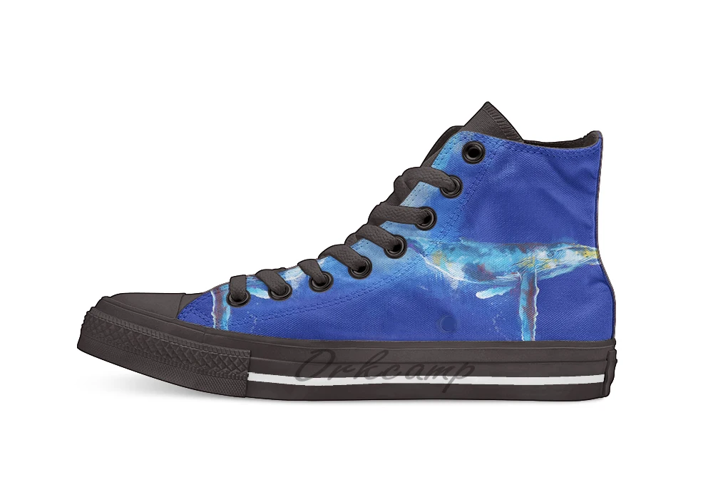 

Deep Blue Whale whale painting digital art ocean wildlife Unisex High Top Canvas flat Casual Custom shoes Drop Shipping