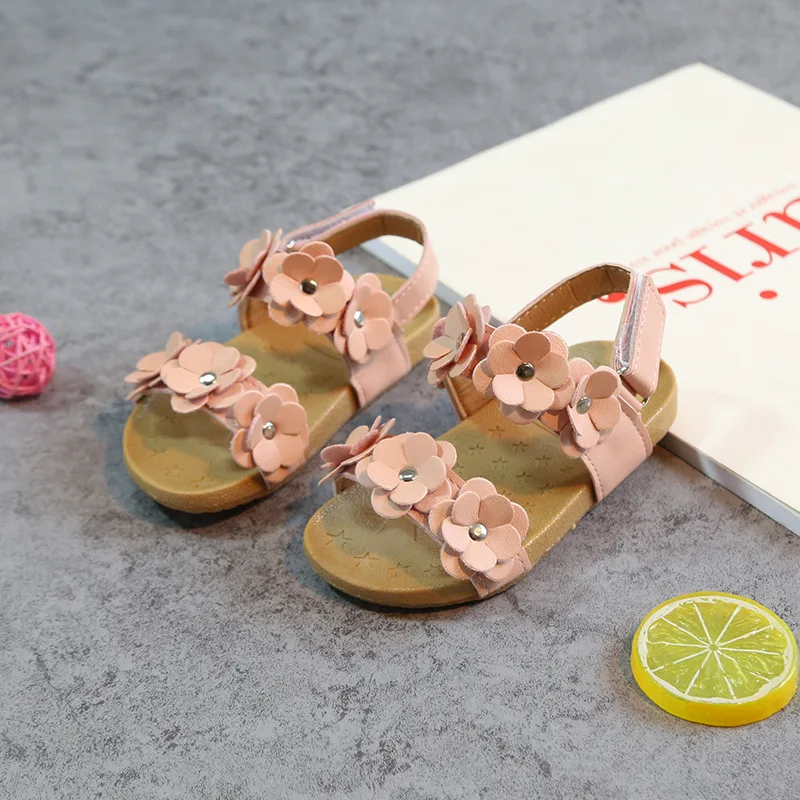 Mumoresip Лидер продаж сандалии для девочек Для детей, на лето обувь От 1 до 5 лет Детские пляжные босоножки с цветочным цветы Мягкий