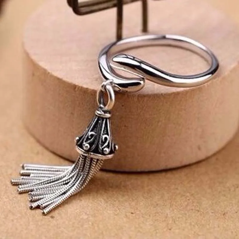 Silver Rings 30% Silver Rings for Women Jewelry Titanium Silver Female Copper Ring Vintage Ethnic Fashion Punk Rock Tassel
