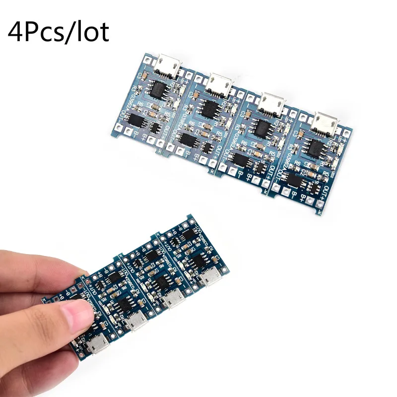

4Pcs/lot 5V Micro USB 1A 18650 Lithium Battery Charging Board Charger Module+Protection Dual Functions Hot Sale