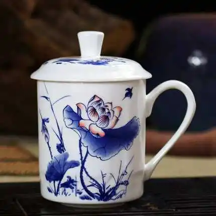 

Large Capacity Jingdezhen China Ceramic Water Cup 500ml Office Business Bone China Tea Cup With Cover Gift Package Free Shipping