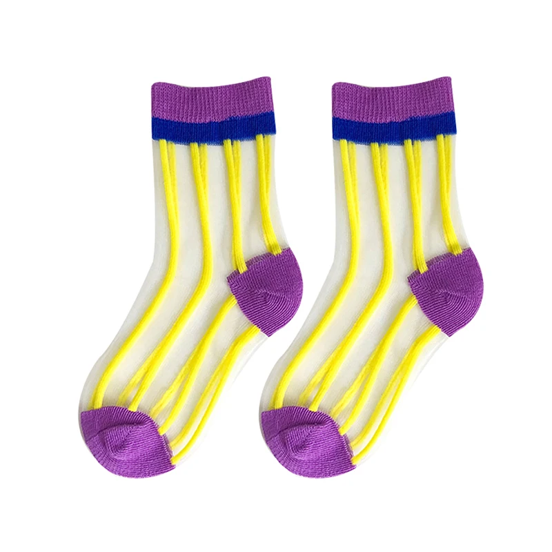 Детские носки с кристаллами Детские Короткие хлопковые милые летние носки для девочек и мальчиков, дышащие тонкие прозрачные носки для малышей - Цвет: yellow