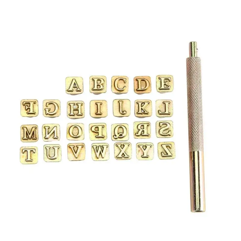 Letter Punch Tool for DIY Leather Craft Youehsent 36 Pcs Leather Alphabet Stamp Set 3.5 mm 10 Numbers Stamps Steel Punch Tool 1 Stamping Handle 26 Letters A-Z Alphabet 
