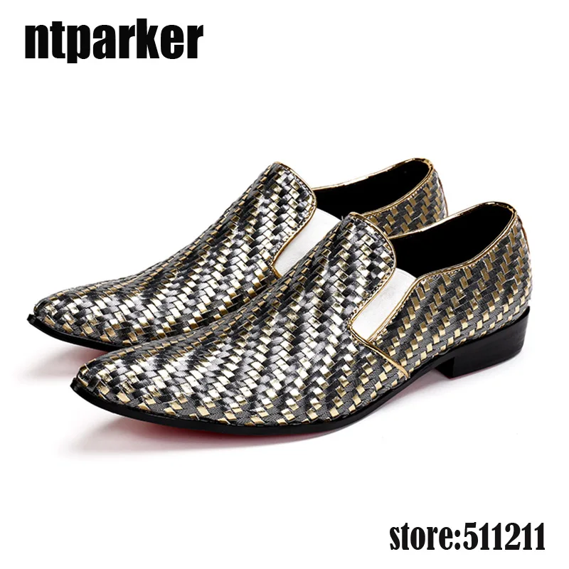 

ntparker Luxury Super Star Fashion Men Dress Shoes Loafers Patterned Leather Summer Shoes Men Slip-on Pointed Toe, Big Size US12