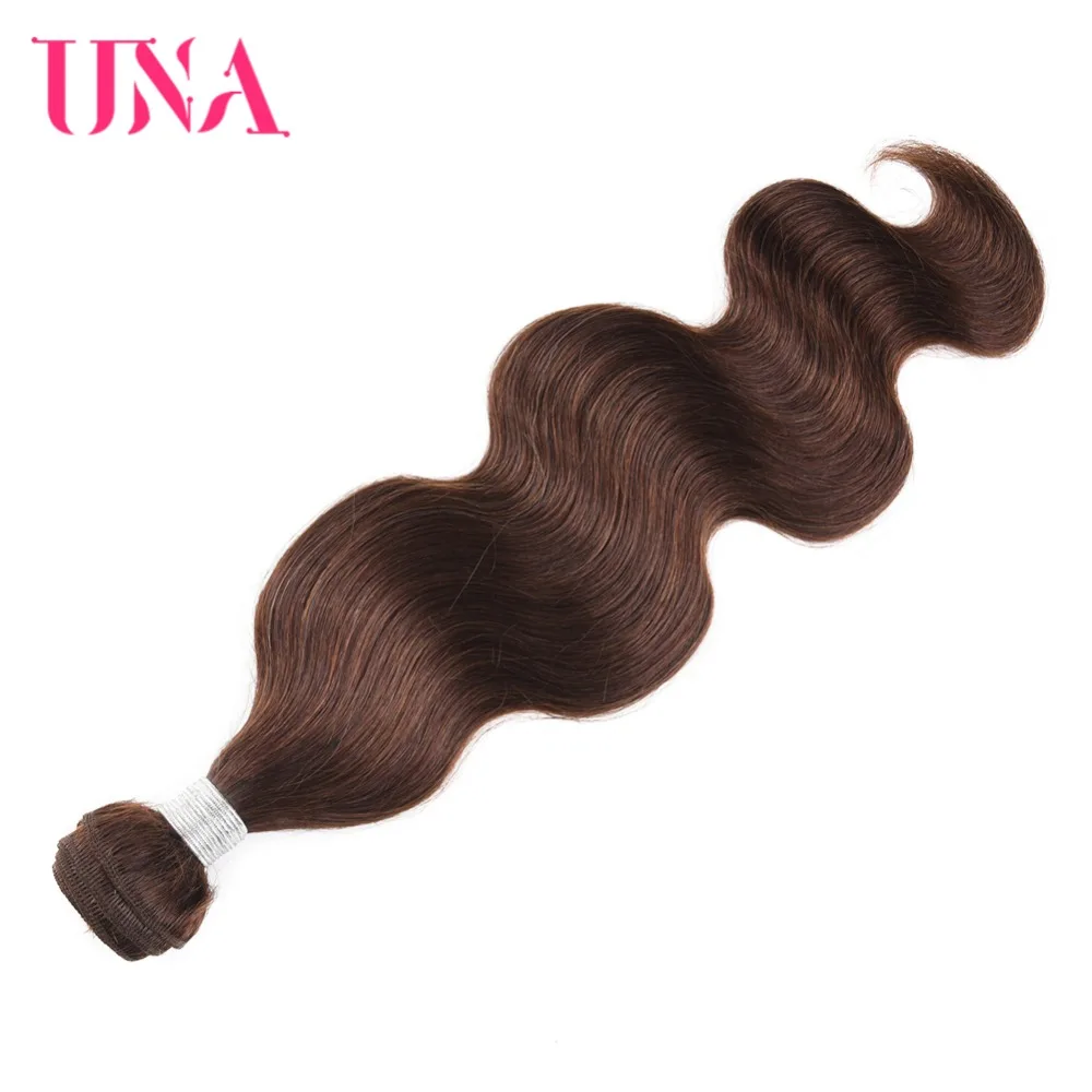 UNA бразильские пучки волос 1 шт.#4 бразильские волнистые волосы пучок натуральных волос пучки 12-26 дюймов