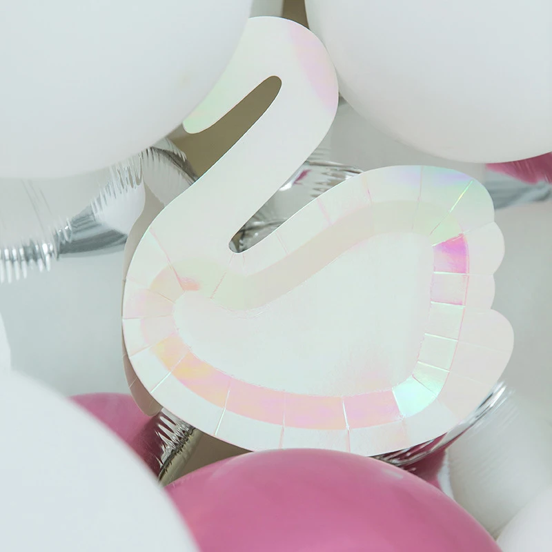 

40pcs/set Pink Sparkle Disposable Party Tableware Swan Shape Paper Plate Birthday Wedding Party Decoration Supplies