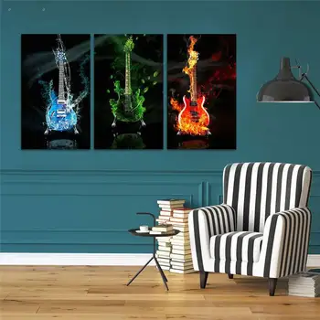 

3 Panels Hd Printed Colorful Electric Guitar Wall Art Painting Canvas Print Room Decor Print Poster Picture Canvas P0429 vendor