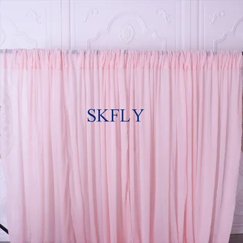 

BC003C wedding factory birthday party popular light pink chiffon curtain photography backdrop with rod pocket
