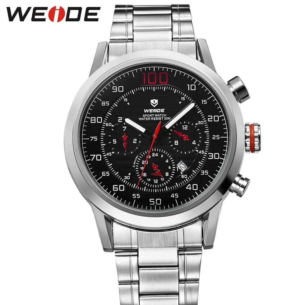 

WEIDE Fashion Luxury Watch men Quartz Male Military Stop watch Running 30 Meters Water Resistant Sports Watches for Men / WH3311